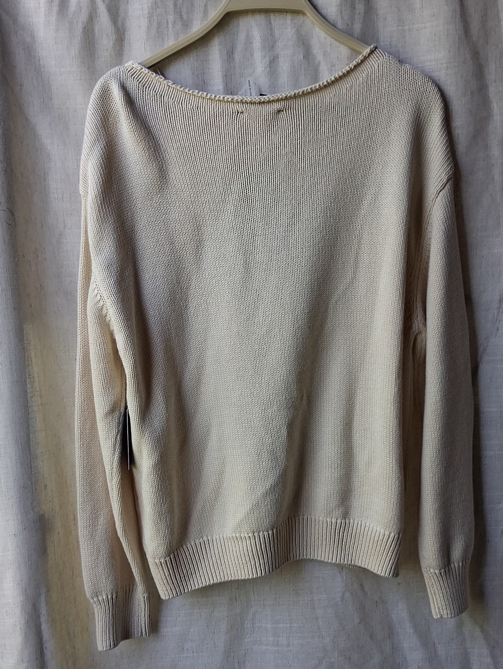 1. State Argyle Sweater Cream Knit M 100% Cotton - Picture 7 of 12